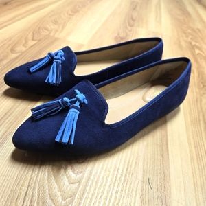Hush Puppies Women's Sadie Tassel Slipon Loafer Flat- navy